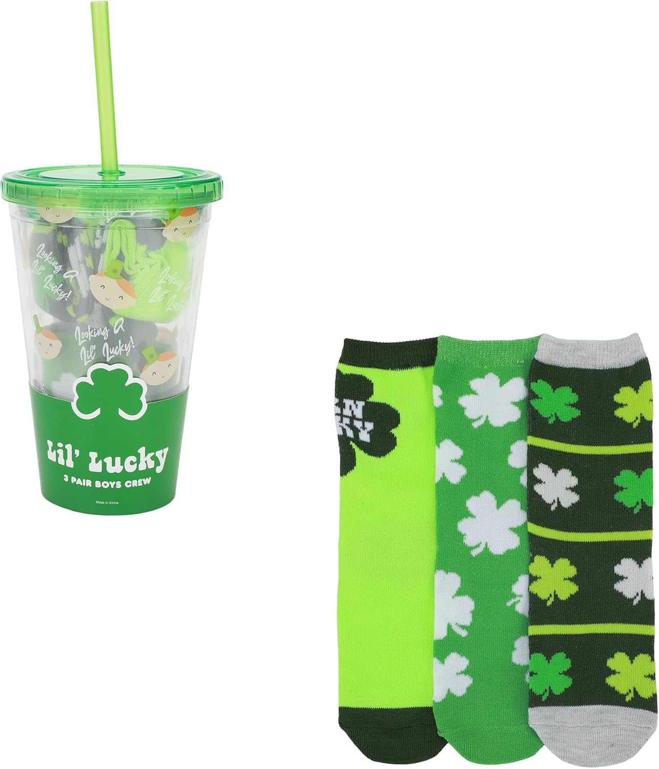 Bioworld St. Patrick's Day Born Lucky Youth 3-Pack Crew Socks