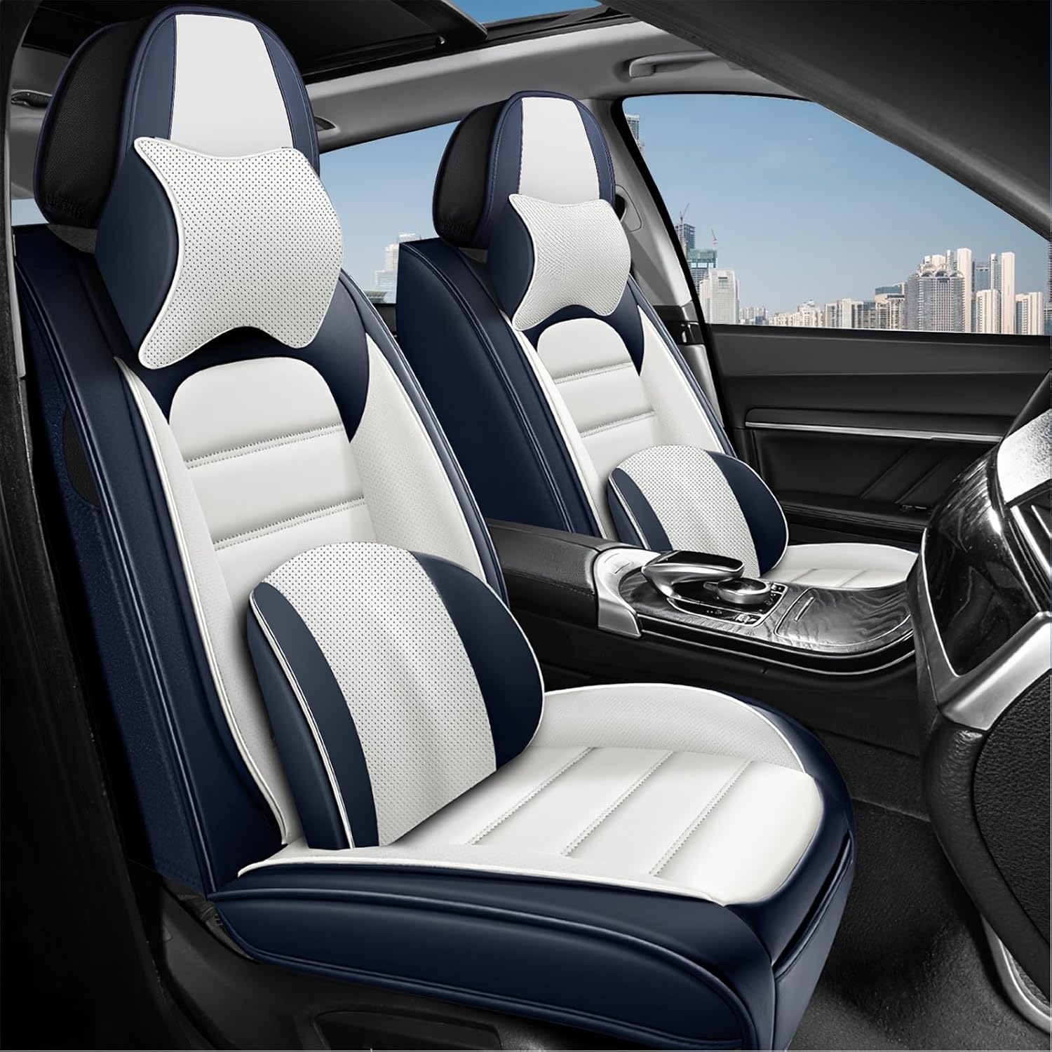 5 Seat Covers for Hyundai Sonata 2000-2026 Breathable Car Seat Covers,Anti-Slip Waterproof Car Seat Protectors with Airbag,Automotive Vehicle Cushion with Storage Pockets (Standard,Black)