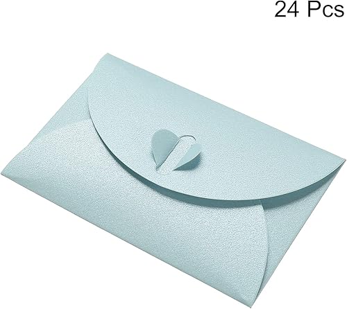 Miniatura 3 de PATIKIL Mini sobres, paquete de 24 cierres de corazón para guardar objetos pequeños, bonito tarjetero para boda, fiesta de felicitación, color azul