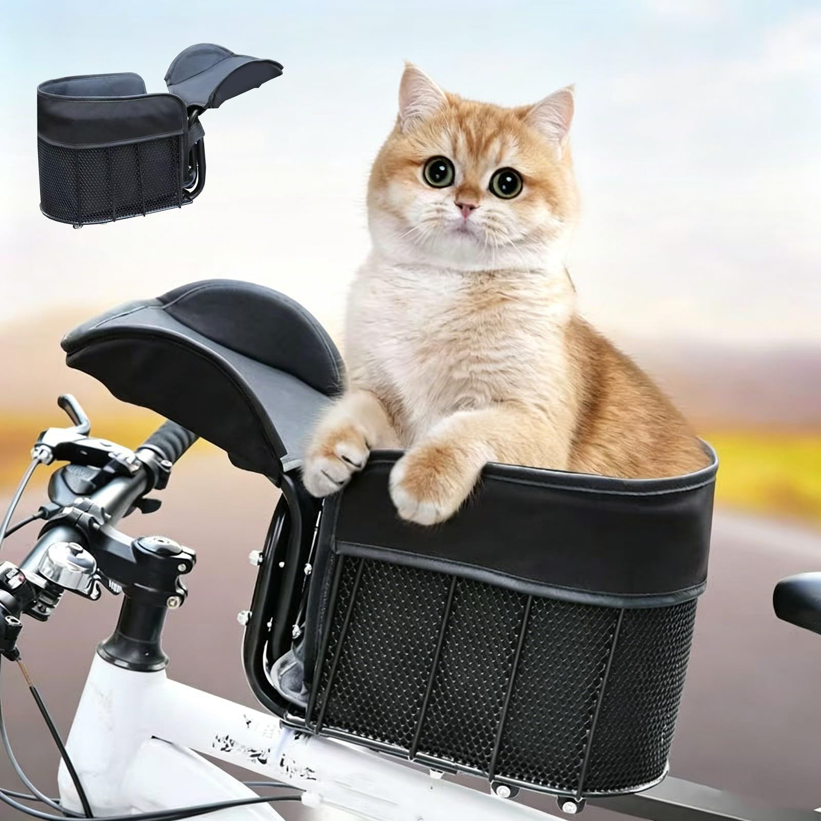Fahrradkorb Für Haustiere, Frontmontierter Sitz Mit Sicherheitsleine Und Doppelverriegelung, Für Kleine Hunde Und Katzen Unter 12 Kg, Geeignet Für Mountainbikes Und Rennräder