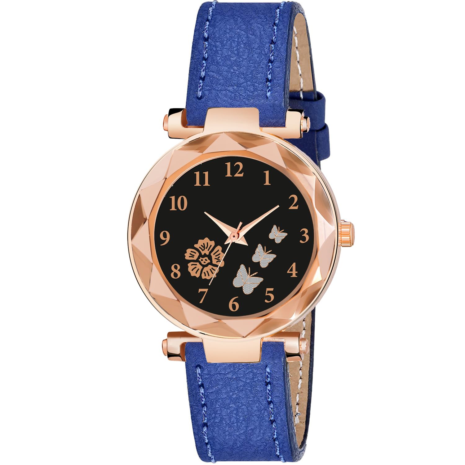 Red Robin Alluring Analogue Flower Butterfly Black Dial Lether Strap Graceful Stylish Wrist Watch for Women and Girls, Pack of 1 - GEN-RG-Flower-BF-BLK-D-CUTL (Nevy Blue) (B0CBCKB32M) Amazon Price History, Amazon Price Tracker