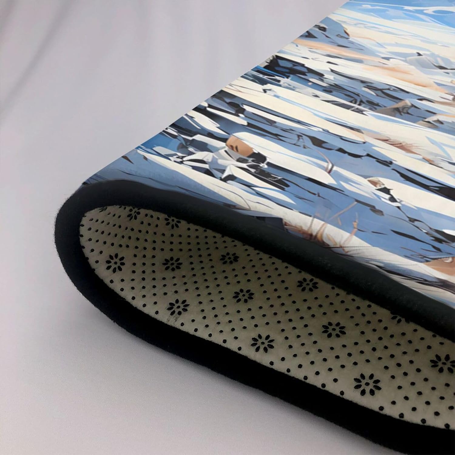 Snowy Mountain Scenery Printed Flannel Floor mat 80x58 inches for Bedroom, Living Room, Study Room Decorative Carpet