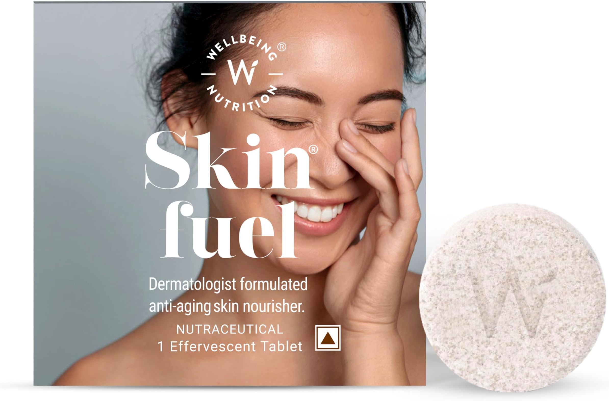 Wellbeing Nutrition Skin Fuel | Glutathione & Collagen Tablets | Skin Glow and Radiance for Men & Women | Hyaluronic Acid, Grape Seed, Vitamin E (1 Effervescent Tablet) Pack of 1