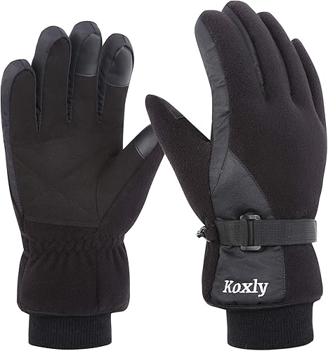 Koxly - Guantes de invierno impermeables a prueba de viento 3M con aislamiento, guantes de doble capa táctil de 3 dedos para hombres y mujeres