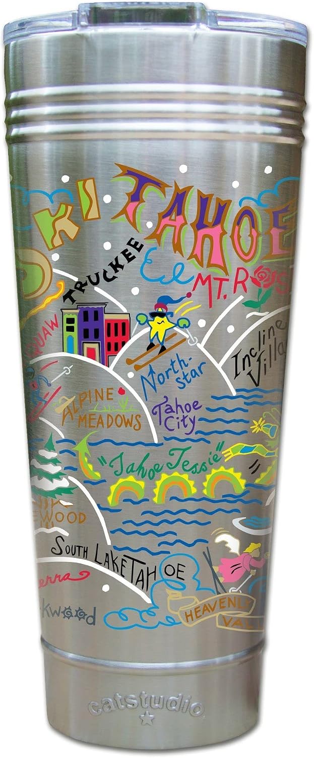 catstudio Ski Tahoe Thermal Tumbler | Triple Wall Insulation With Non Slip Bottom | Great Travel Cup for Water, Coffee, Tea, or Smoothies