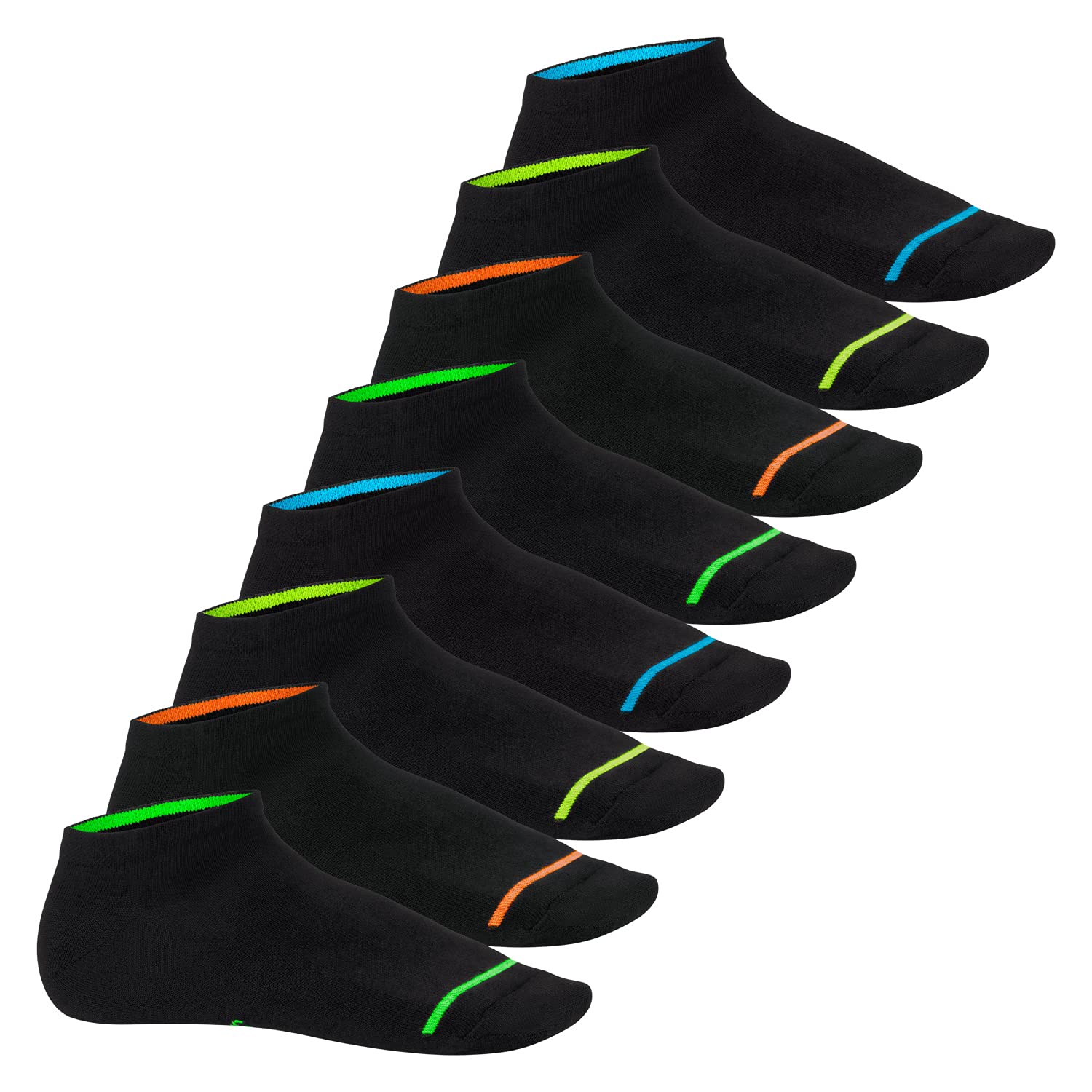 Footstar Herren & Damen Sneaker Socken (8 Paar) Kurze Sportsocken im Neon Look