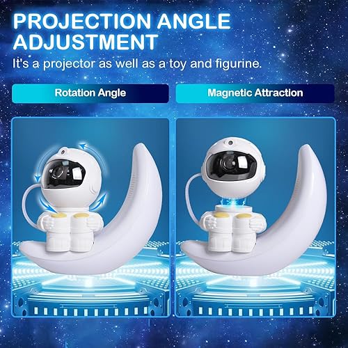 Miniatura 10 de Proyector de estrellas y galaxias astronautas, luz nocturna, 360 Space Man Lunar Rover Buddy Starry Nebulosa Proyector de techo Cielo LED Starlight