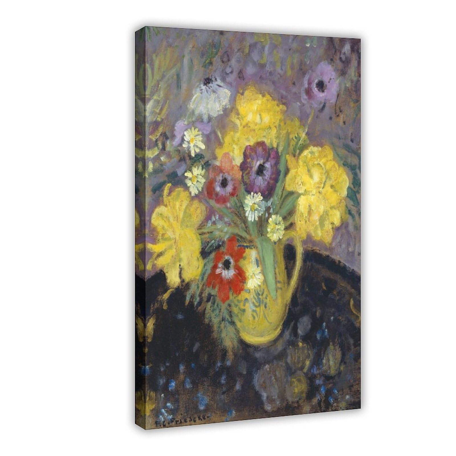 ANFOTCM Frederick Carl Frieseke, żółte tulipany, słynny plakat na płótnie, sztuka ścienna, sypialnia, dekoracja, biuro, pokój, kuchnia, prezent, 50 x 75 cm