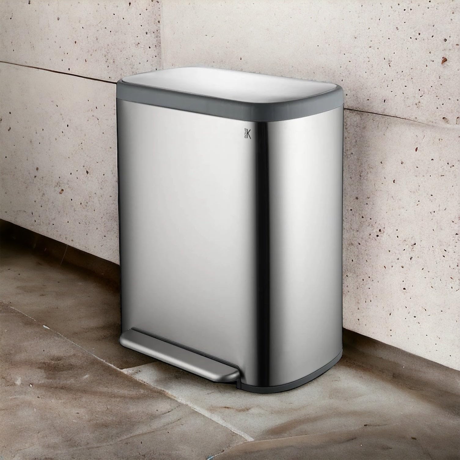 KITCHEN MOVE Poubelle de cuisine à pédale tri sélectif recyclage 60L(30L+30L) EMPIRE en acier Inox brossé avec seau