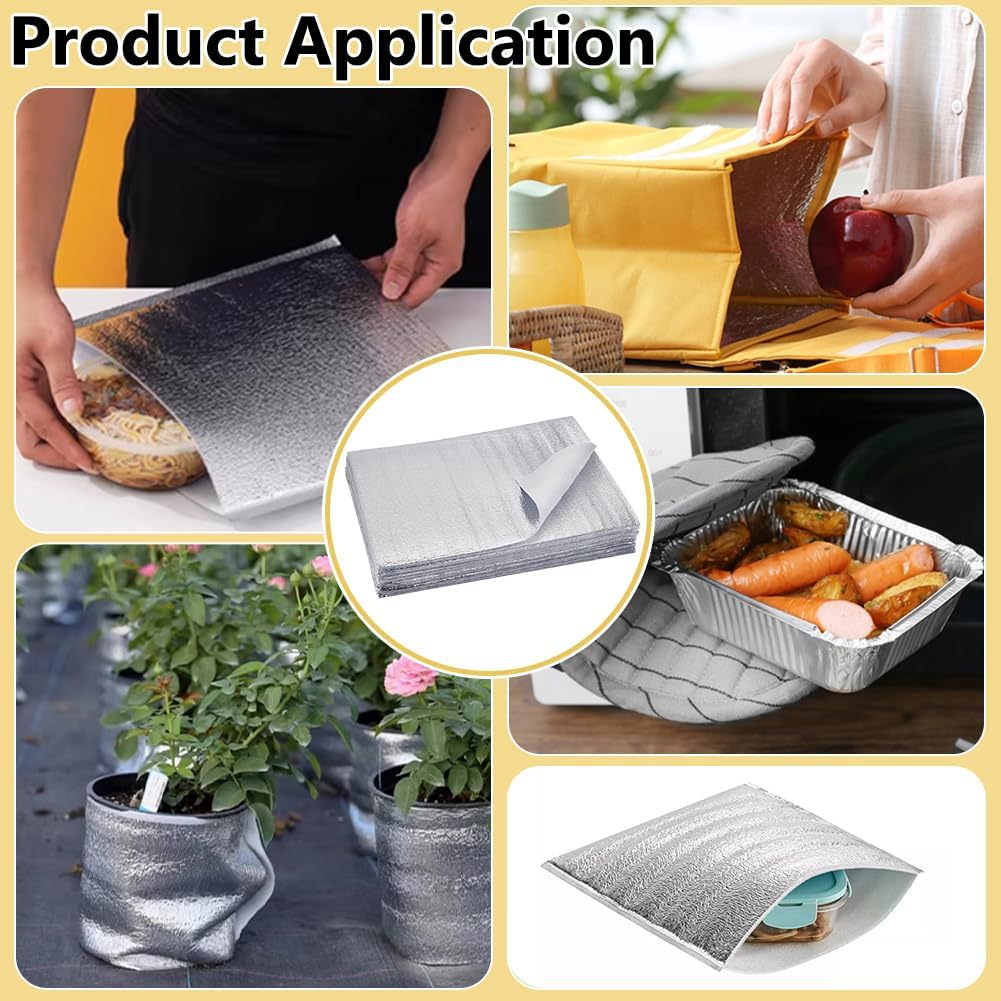 BENECREAT 50 Pack Heat Resistant Batting, 2mm Rectangle Thermal Insulation Batting EPE Foam Fabric for DIY Kitchen Sewing, Pot Holders, Oven Mitts, Coasters, 15.75x13.19inch