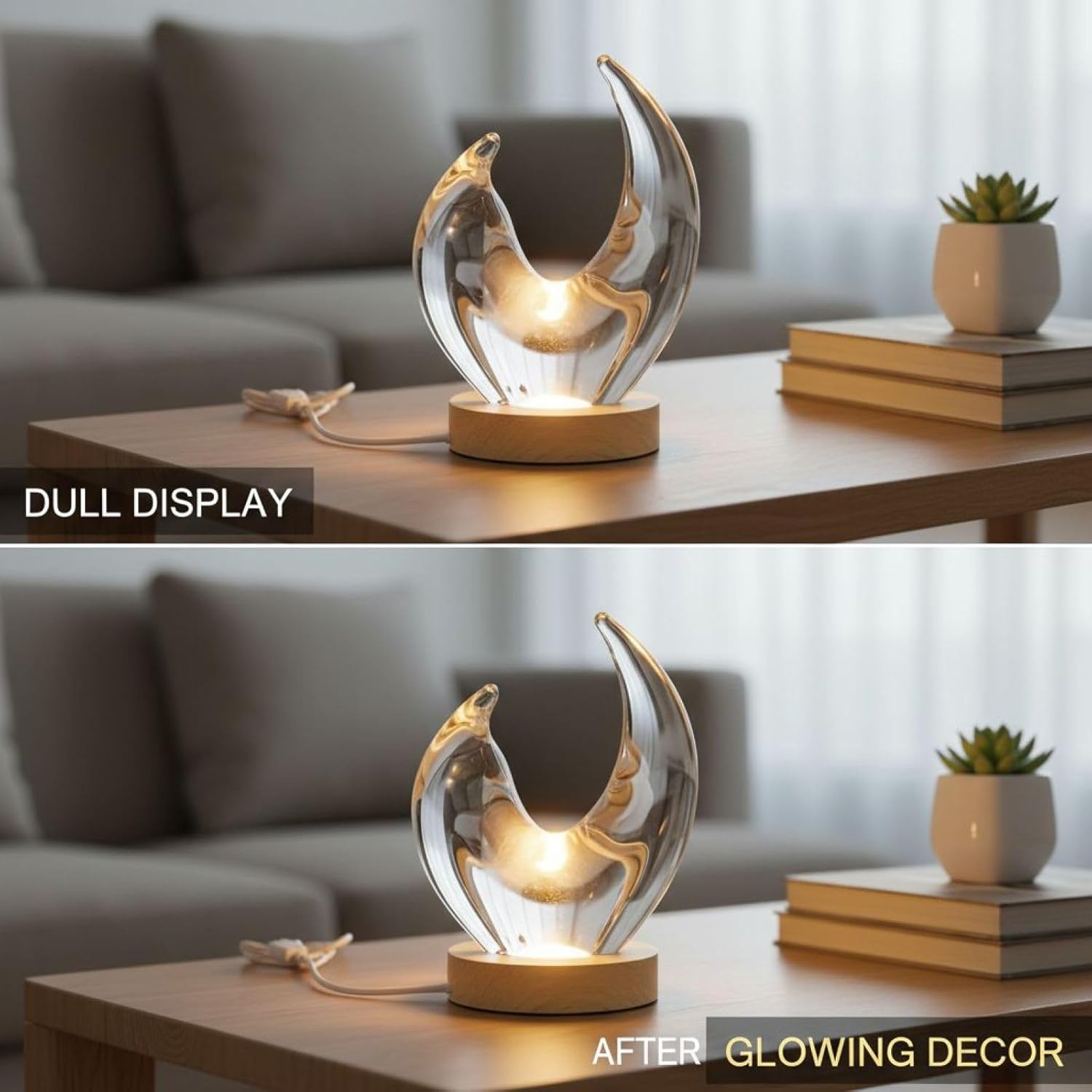 4 Pcs Round Led Light Base, 3.1 In Crystal Display Stand With Usb Warm Light, Home Decor