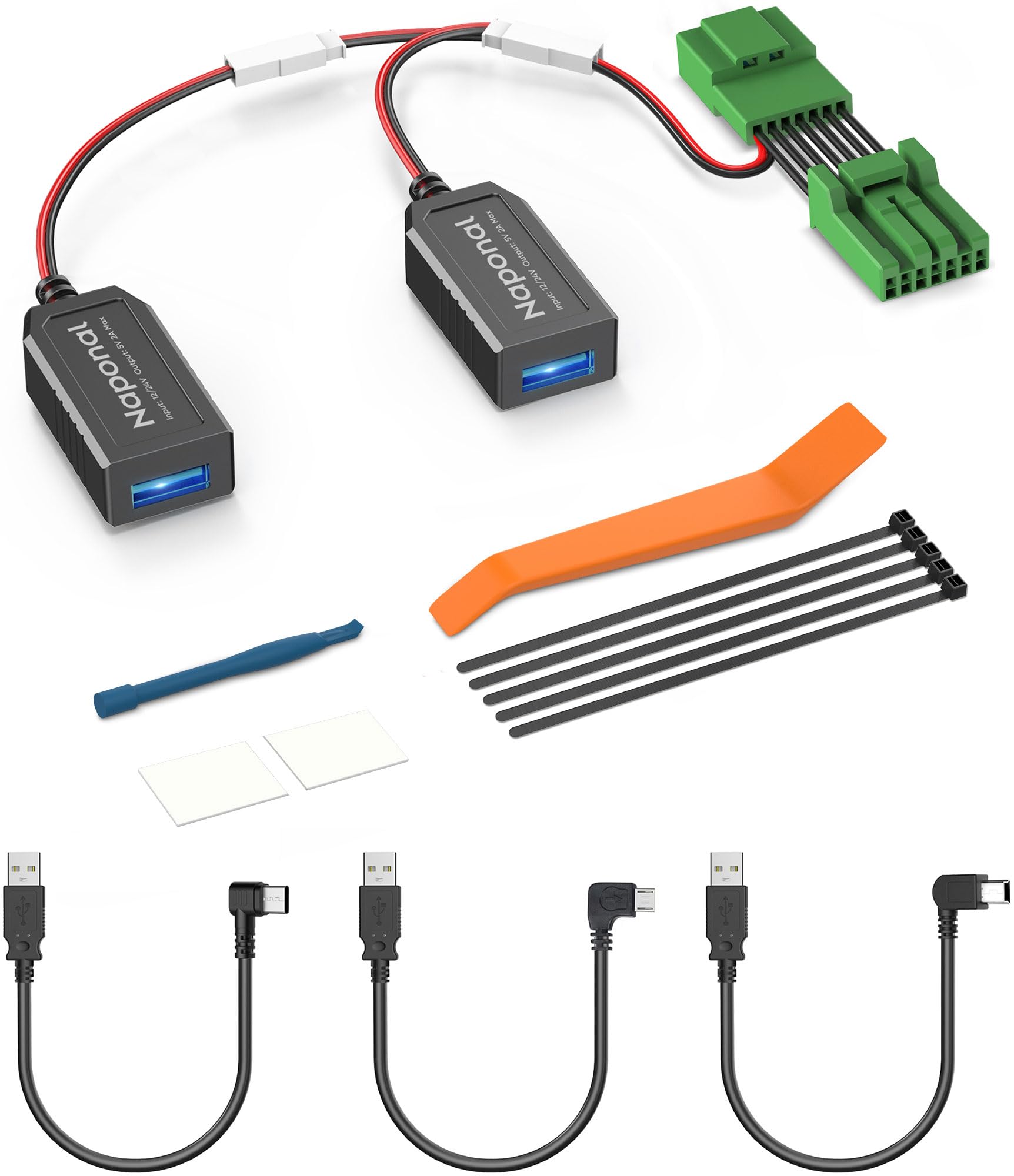 GPS DashCam Power Adapter,(7Pin Type A Connector) Mirror Camera Radar Charger Station GPS Dash Cam Charger Cable for Select Honda CRV, Civic, Acura MDX and More,Connects to Rearview Mirror