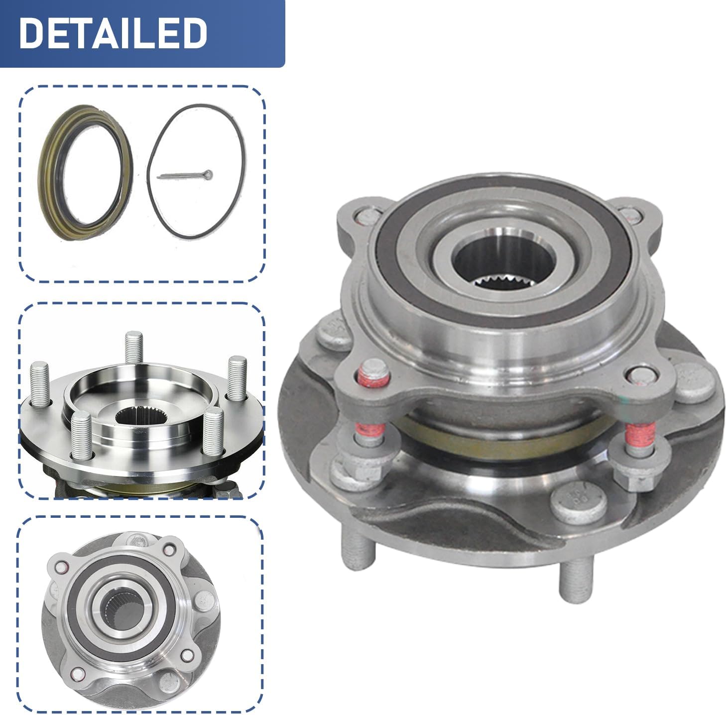 2Pcs Front Left or Right Wheel Hub & Bearing for Toyota Sequoia 2008-2021 for Toyota Tundra 2007-2021 4WD