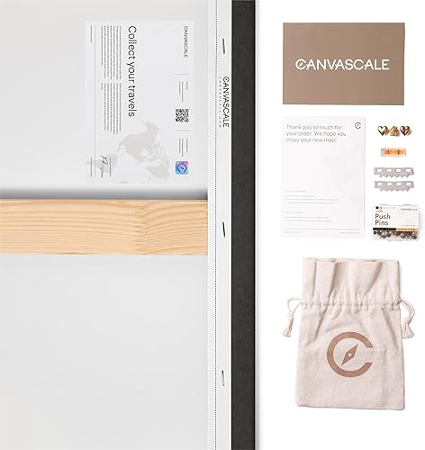 Miniatura 4 de Mapa del mundo en lienzo con tablero de corcho - Letras inglesas - Decoración decorativa de pared para todas las habitaciones - Cuadros en lienzo