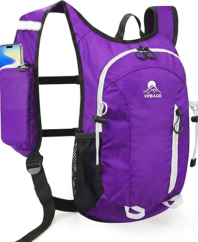 Miniatura 13 de Mochila de senderismo pequeña con soporte frontal para teléfono, mochila plegable con correa de pecho y cintura, Naranja-, Pequeño, Mochilas Daypack