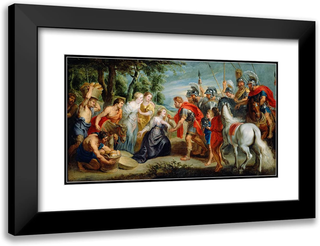 ArtDirect Peter Paul Rubens 24x15 Black Modern Frame and Double Matted Museum Art Print Titled - David Meeting Abigail (About 1620s)