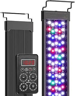 fishkeeper Intelligente Aquarium Lampe, IP68 Aquarium Beleuchtung LED mit Ein-Knopf-Echtzeit-Sync & Speicherfunktion, 24/7 Vollspektrum Pflanzenlampe Programmierbar 9 Farben, 10 Helligkeit, 9 Timer