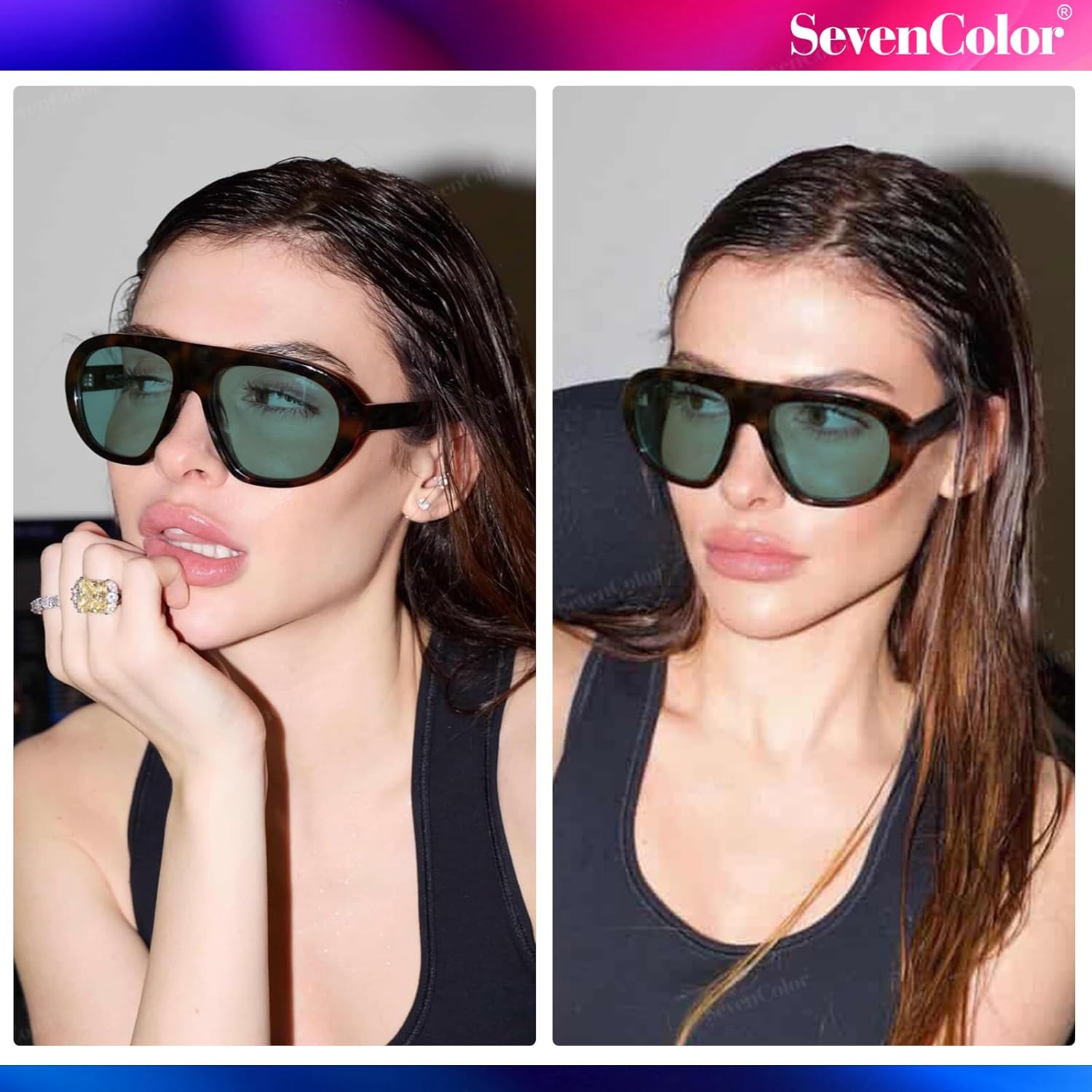 Trendy Oversized Aviator Sunglasses for Women Men Big Retro Round Sun Glasses 70s Vintage Shades - Image 2