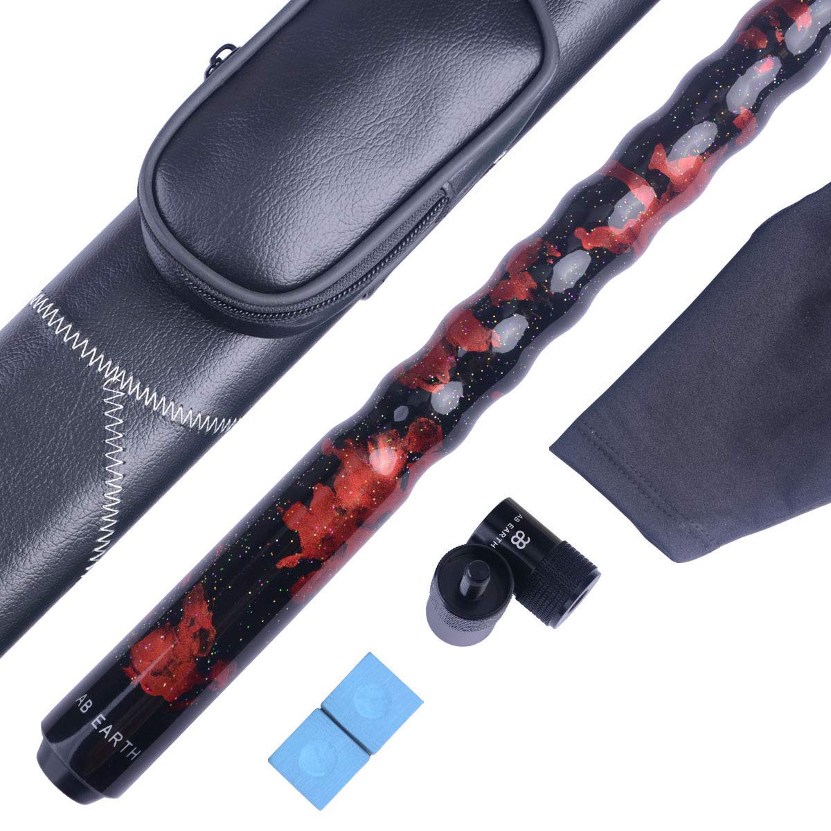 AB Earth 2-Piece 57'' 58'' Pool Cue/Pool Stick Ergonomic Design Hardwood Canadian Maple Billiard Cue,18-21 Oz,13mm Tip