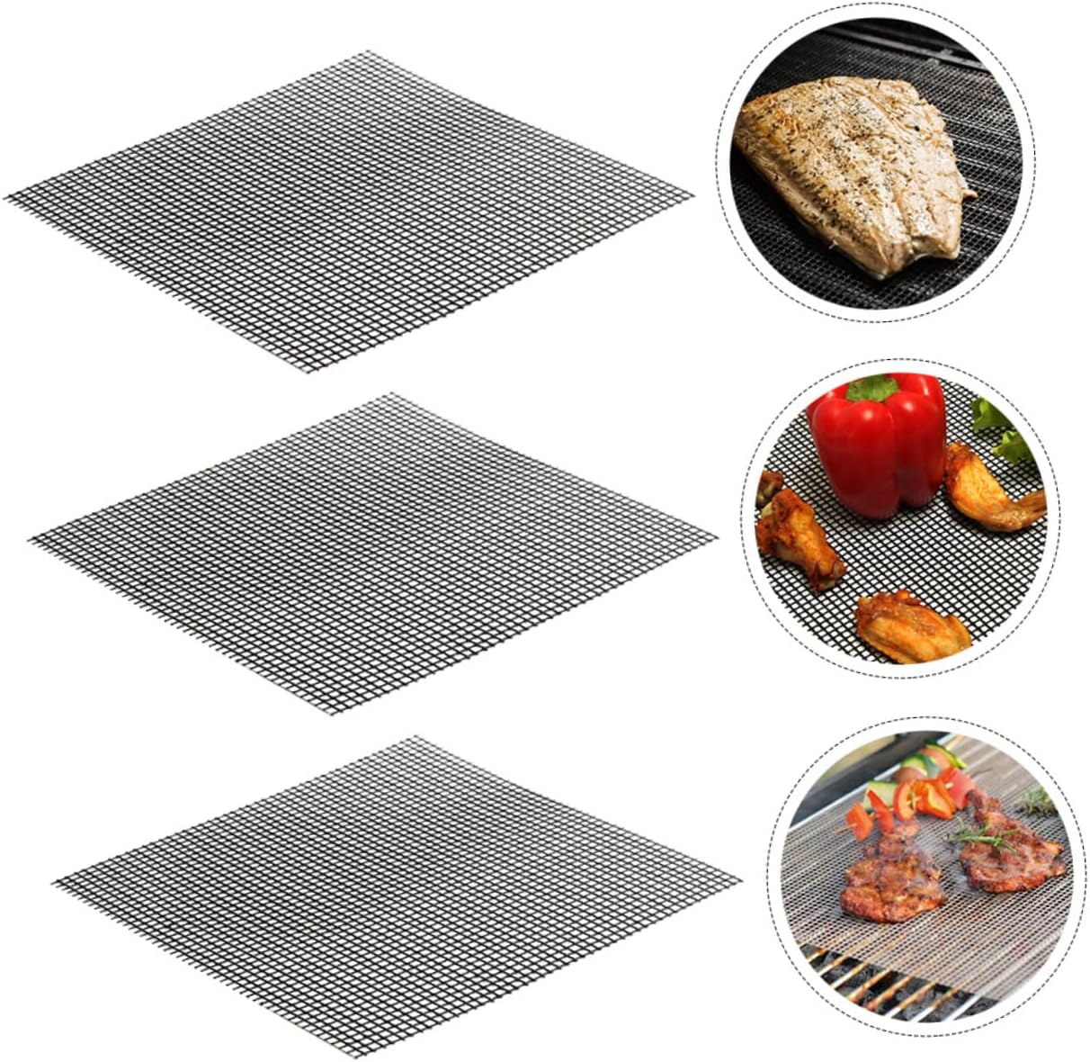 VOSAREA 3pcs Grill Mesh Mat for Outdoor Grill, Non Stick Heat Resistant image 4