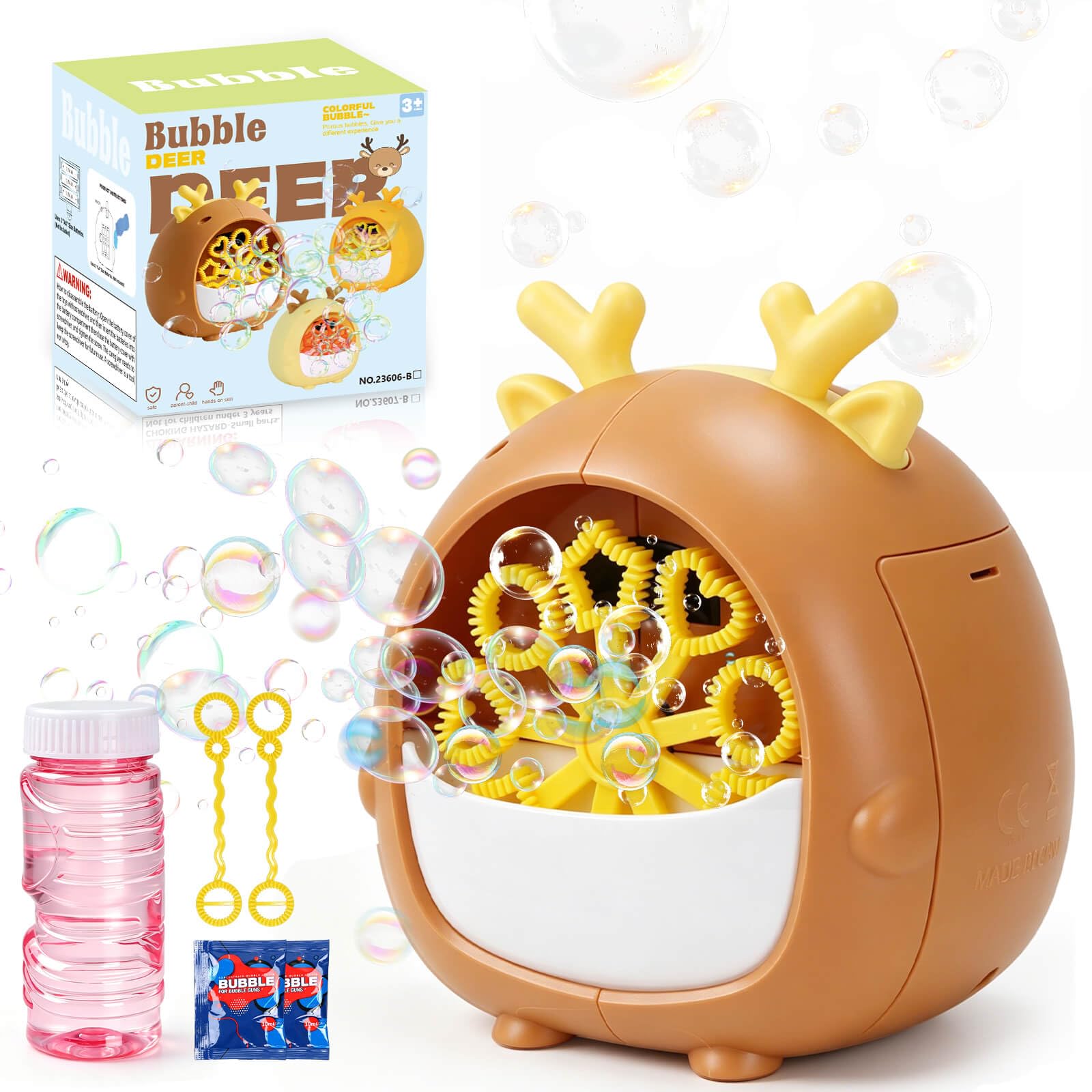 Toys for 3-8 Year Olds Kids: Deer Bubble Machine for Kids Automatic Bubble Maker Gifts for Age 3 4 5 6 7 8 Baby Toddlers Girls Boys Birthday Bubble Blower for Summer Outdoor Bath Garden Party (Brown)