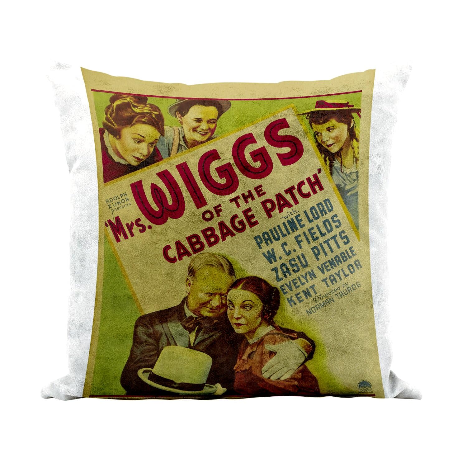 Coussin toucher cuir blanc de qualité supérieure avec affiche rétro