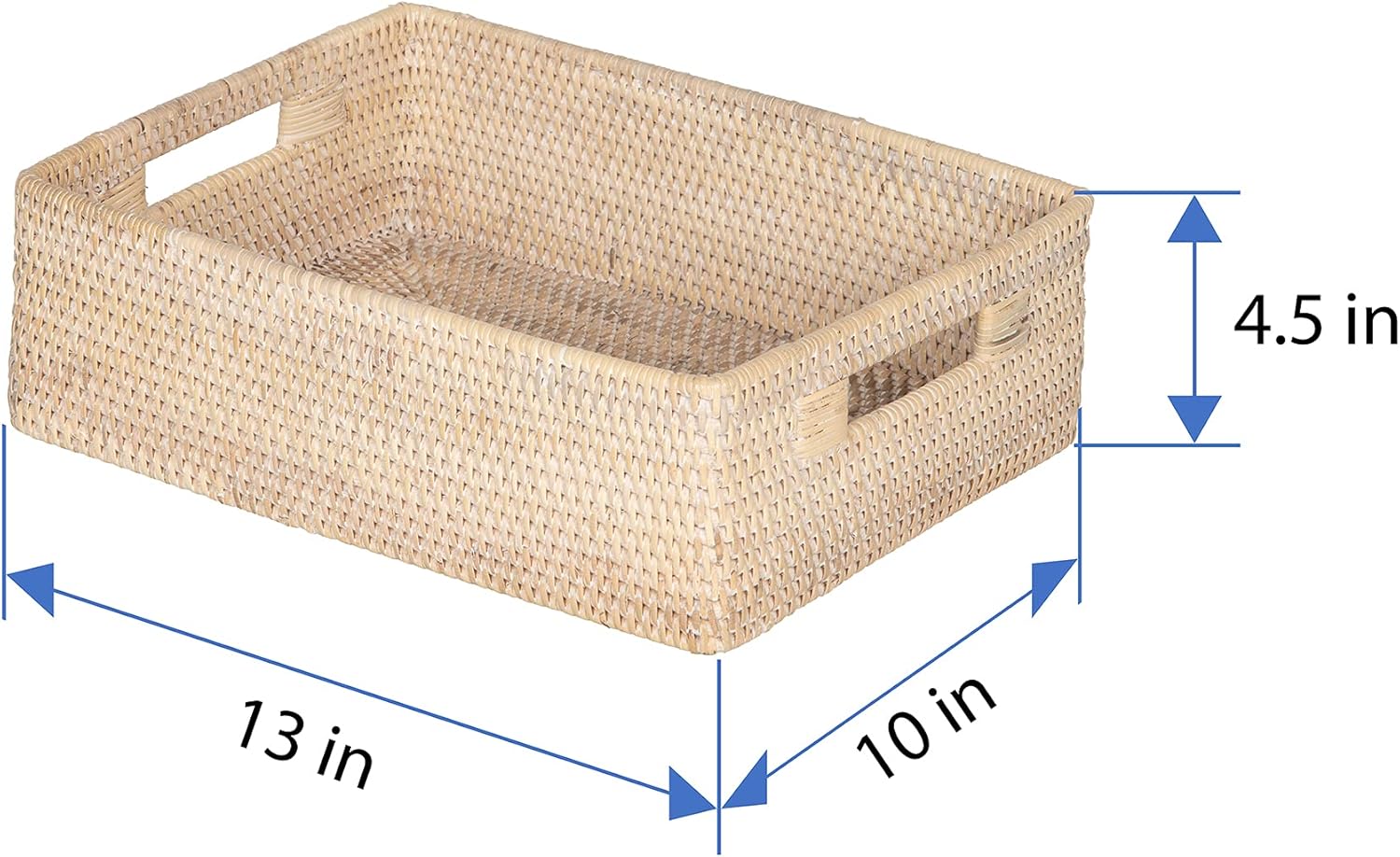 Kouboo Laguna Rattan Shelf & Organizer Basket, Wicker Storage Basket, Ideal for Kitchen Storage, Storage Baskets Shelves, Decorative Box, Toys Home Decor, White/Latte
