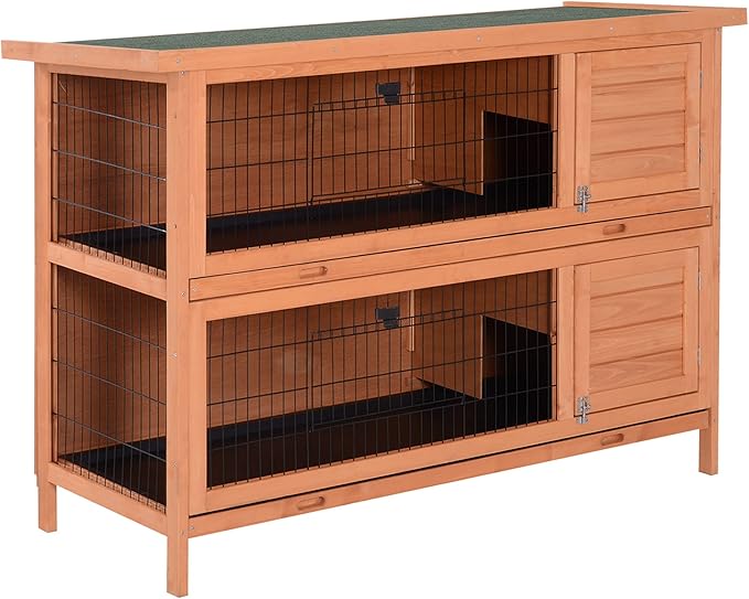 PawHut 4.5FT Rabbit Hutch Outdoor Guinea Pig Hutches Bunny Cage with