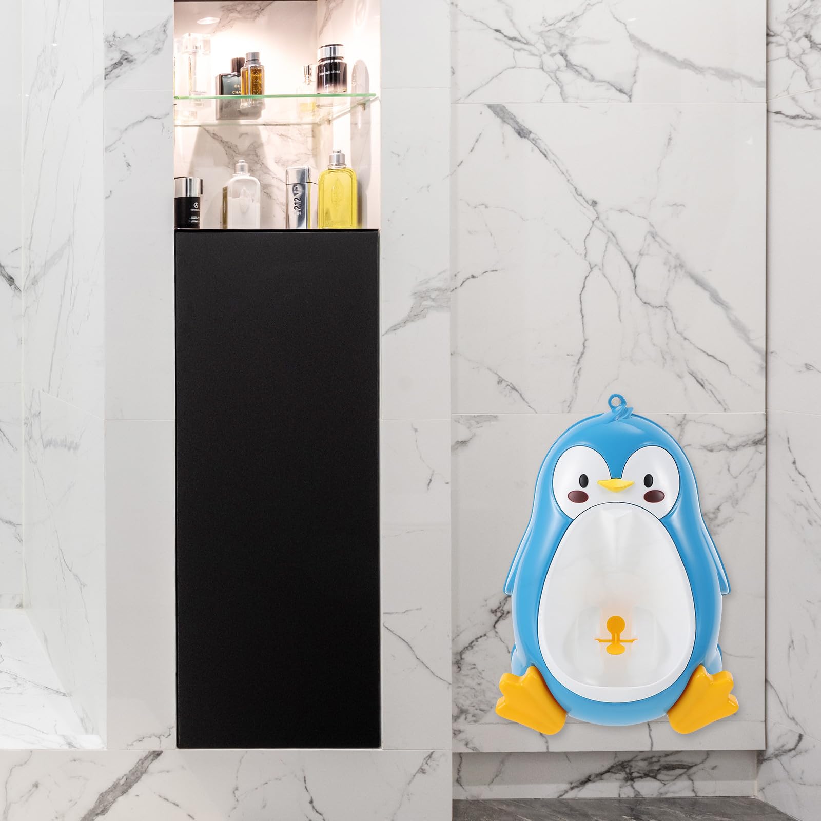 Vaguelly Urinal Leicht zu Reinigen und Bequem zu Benutzen Kinder aus Pp in Blauer Pinguinform Töpfchen und Training für Jungen zur Badezimmerdekoration