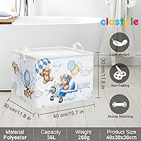 Vista 6 de Clastyle Cesta rectangular plegable de 36 l con asa para almacenamiento de ropa de juguete rectangular con asa para habitación de niños, guardería