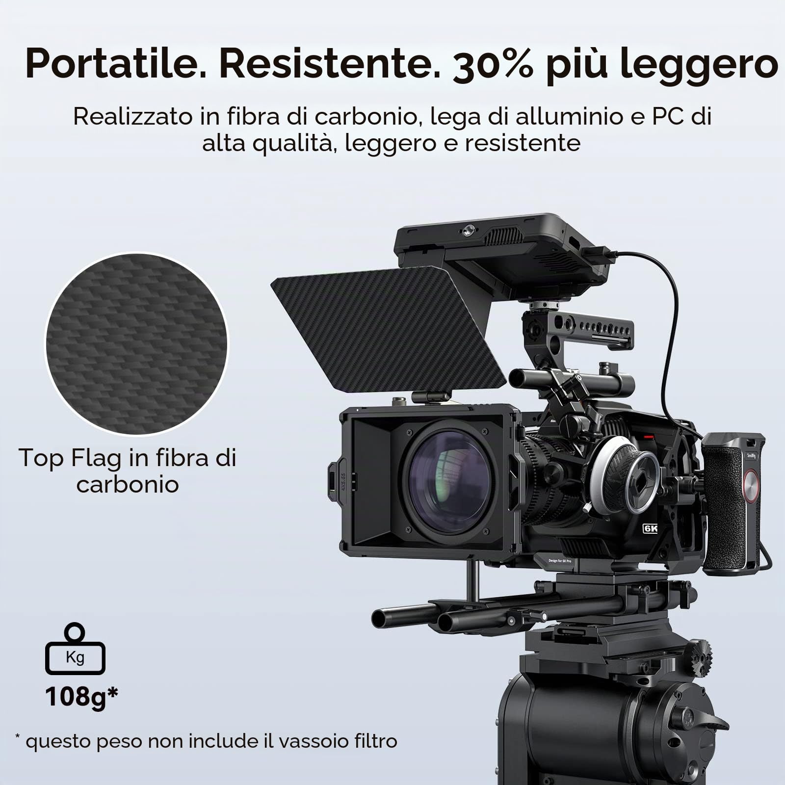 SMALLRIG mini Matte Box Lite con Vassoio Filtro Bandiera Superiore Compatibile con Obiettivi 67mm/72mm/77mm/82mm/95mm per DSLR e Fotocamere Mirrorless - 3575