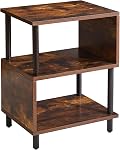 Aibiju Bedside Table Small Night Stand, Small Side Table with Open Storage, Small End Table for Bedroom, Minimalist Nightstand Light Walnut YD-TM152LW