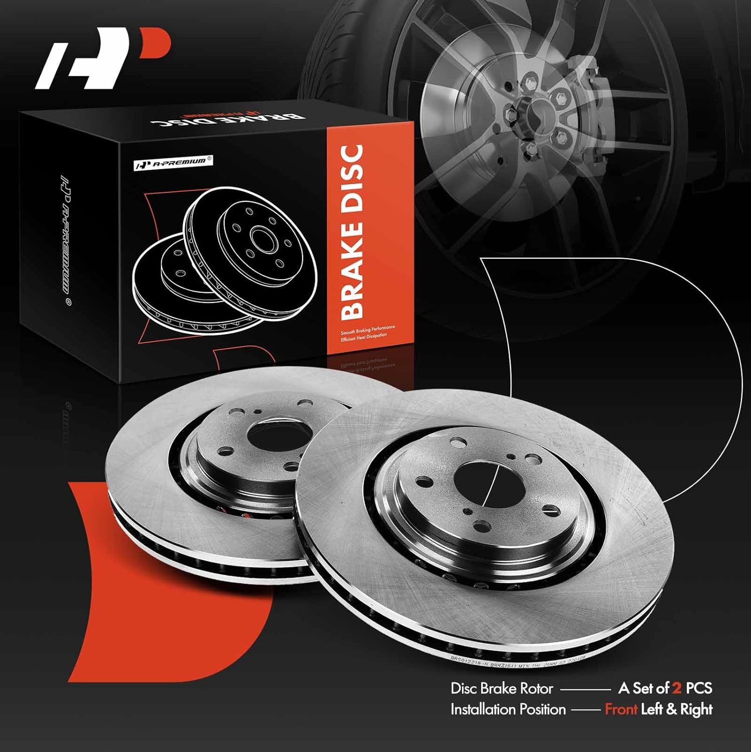 A-Premium 12.91 inch (328mm) Front Vented Disc Brake Rotors Compatible with Select Toyota and Lexus Models - Highlander 2008-2019, Sienna 2011-2020, NX200T 2015-2017, NX300, NX300H, RX350, RX450H