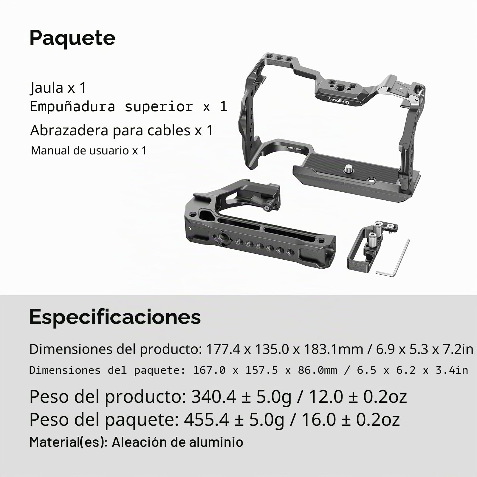 SMALLRIG R6 II Kit de Cage para cámara para Canon R6 Mark II, Jaula Completa con Asa Superior y Abrazadera para Cable, Zapatas Frías Integradas y Rieles NATO - 5197