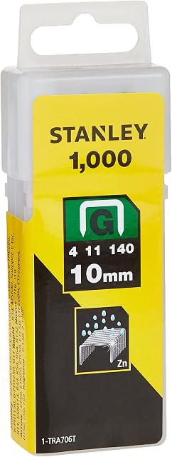 Stanley 1-TRA706T Type G Staples, Silver, 10 mm, Set of 1000 Piece