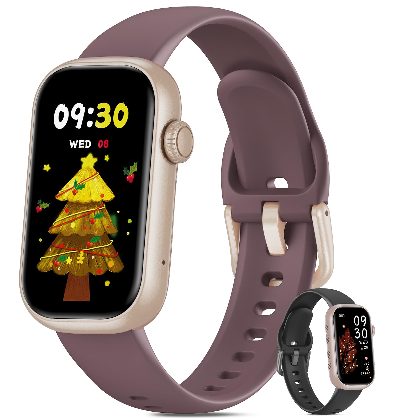 BOALZETD Fitness Tracker for Men Women, 24/7 Heart Rate, SpO2 and Sleep Monitor Health Watch, Calorie Step Counter Fitness Watch IP68 Waterproof Smart Watch for Android and iOS, Smoke Violet