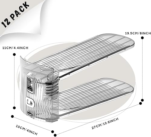 Miniatura 3 de Organizador de ranuras ajustables para zapatos, paquete de 12 apiladores transparentes para zapatos, soporte para zapatos, ahorrador de espacio de