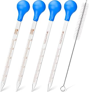 4 Pieces Glass Pipette 10ml 5ml Glass Graduated Pipettes Dropper with Big Rubber Cap Dropping Lab Pipette Transfer for Liquid Essential Oil