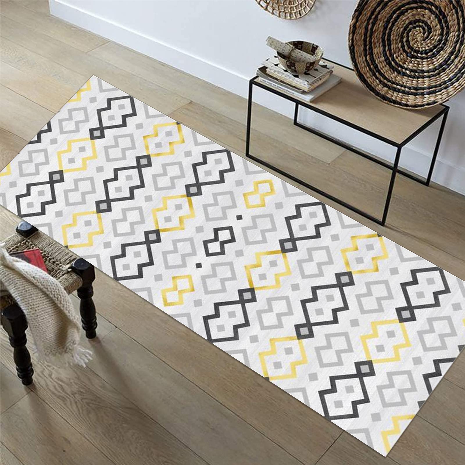 GJIF Tapis de Couloir Passage Cuisine Antidérapant Abstrait Design Moderne, pour Couloir/Cuisine/Escaliers, Largeur 60cm / 70cm/ 80cm / 90cm/ 100cm / 120cm( Size:110x320cm
