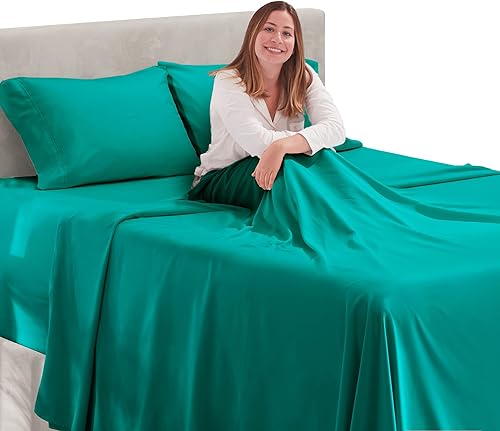 Miniatura 6 de Hearth  Harbor Juego de sábanas de 4 piezas de bolsillo extra profundo sábana bajera súper profunda de 18 a 24 inces se adapta a colchones de alto