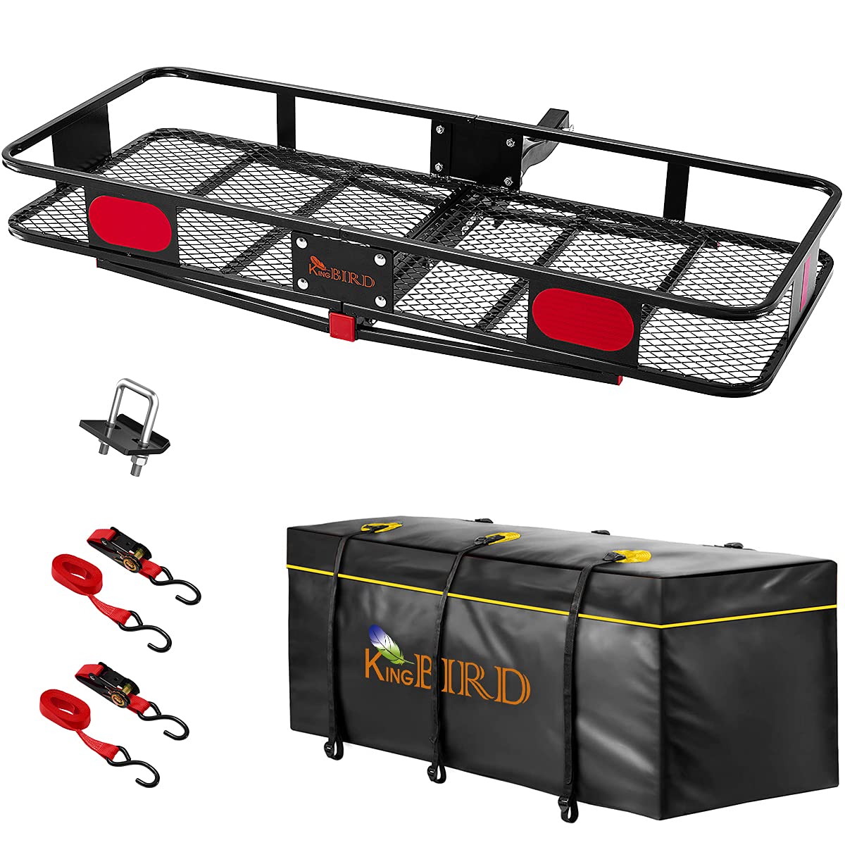 KING BIRD Upgraded 60" x 24" x 6" Hitch Mount Folding Cargo Carrier