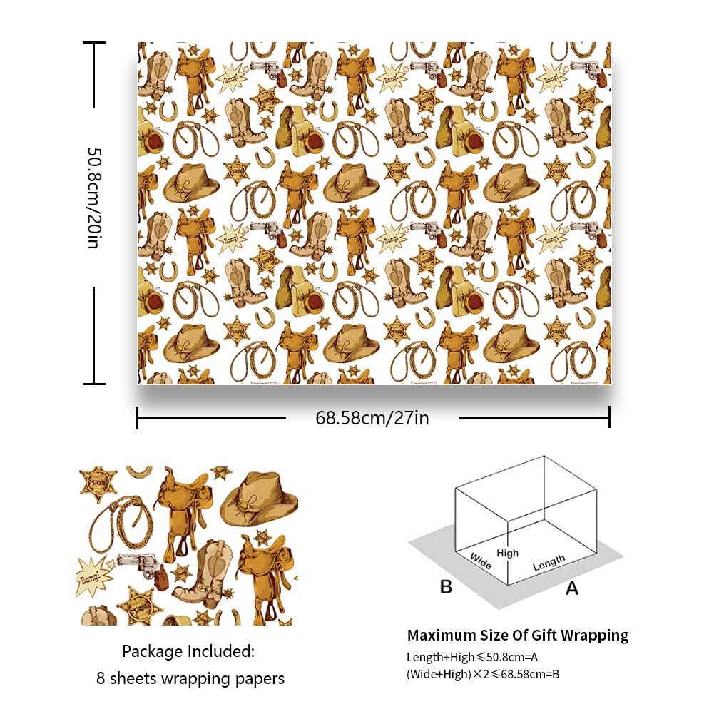 Mpanwen Western Cowboy Wrapping Paper For Boys Kids, 8 - View #4