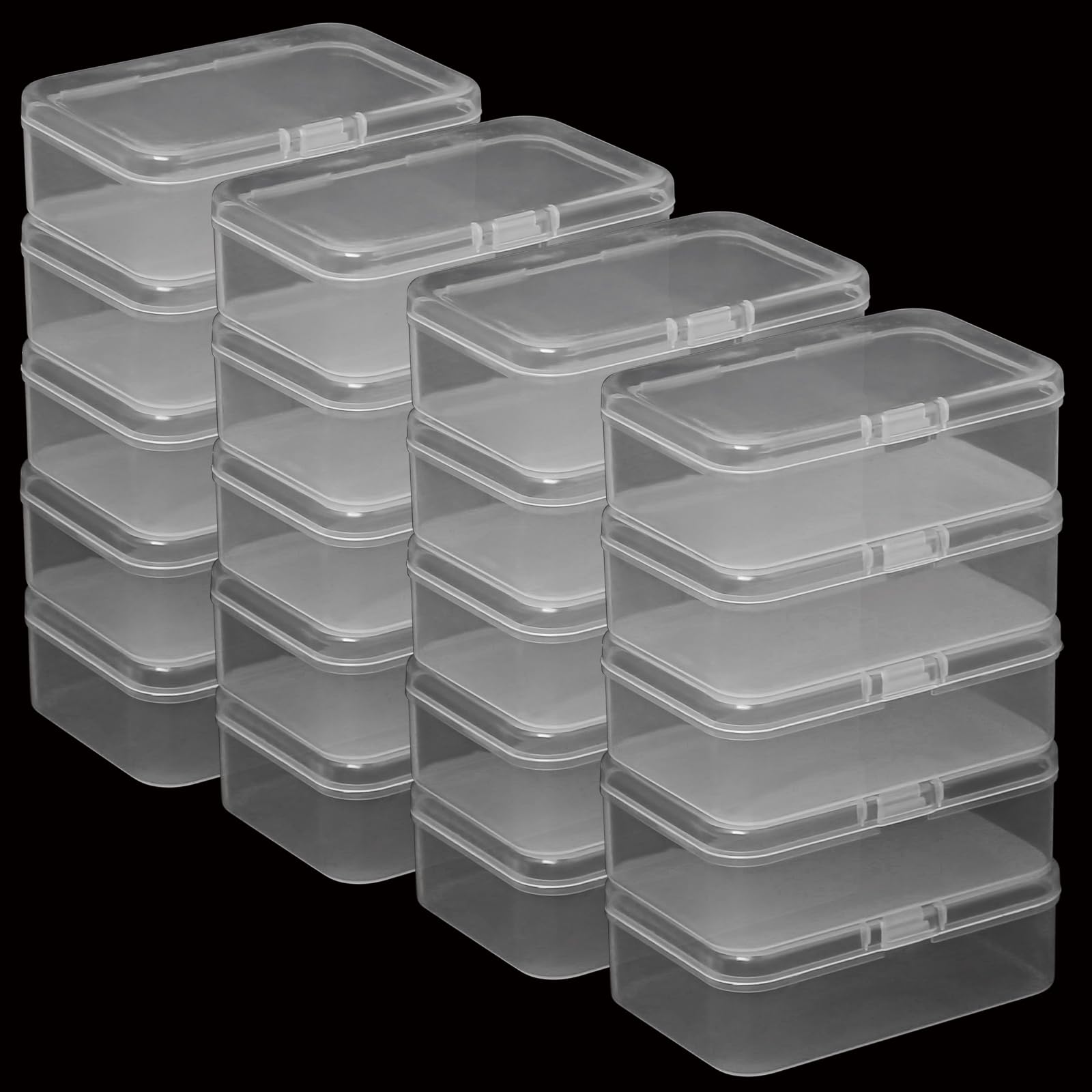 Petite boite de rangement plastique transparent avec couvercle rabattable pour perles 20pcs