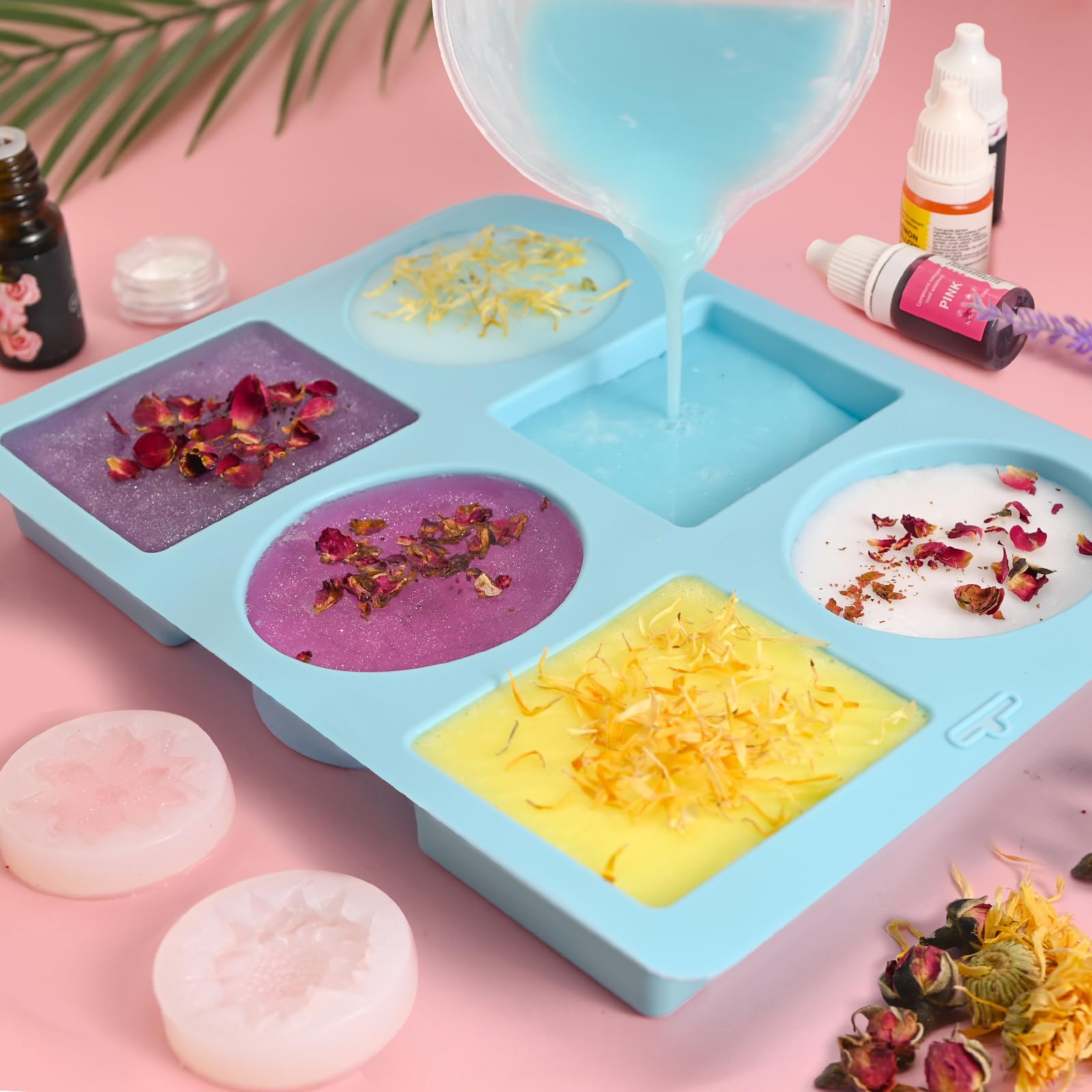 Kit Fabrication Savon, Vezerd créatif pour adultes avec moule à savon, base de savon et savon brut, bombes de bain, savons à faire soi-même pour enfants/débutants