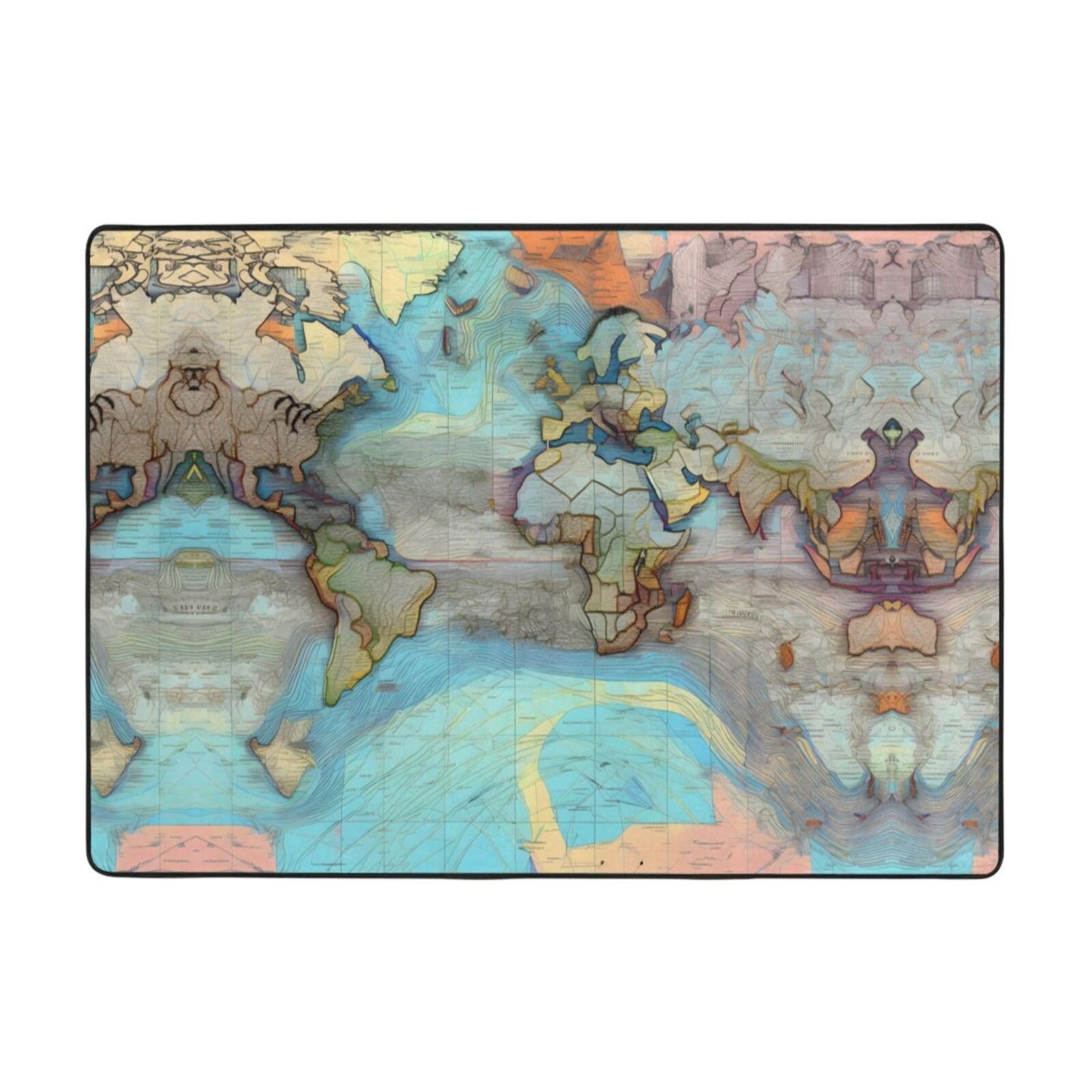 Tapis de sol en flanelle carte du monde déco chambre et espace de jeu