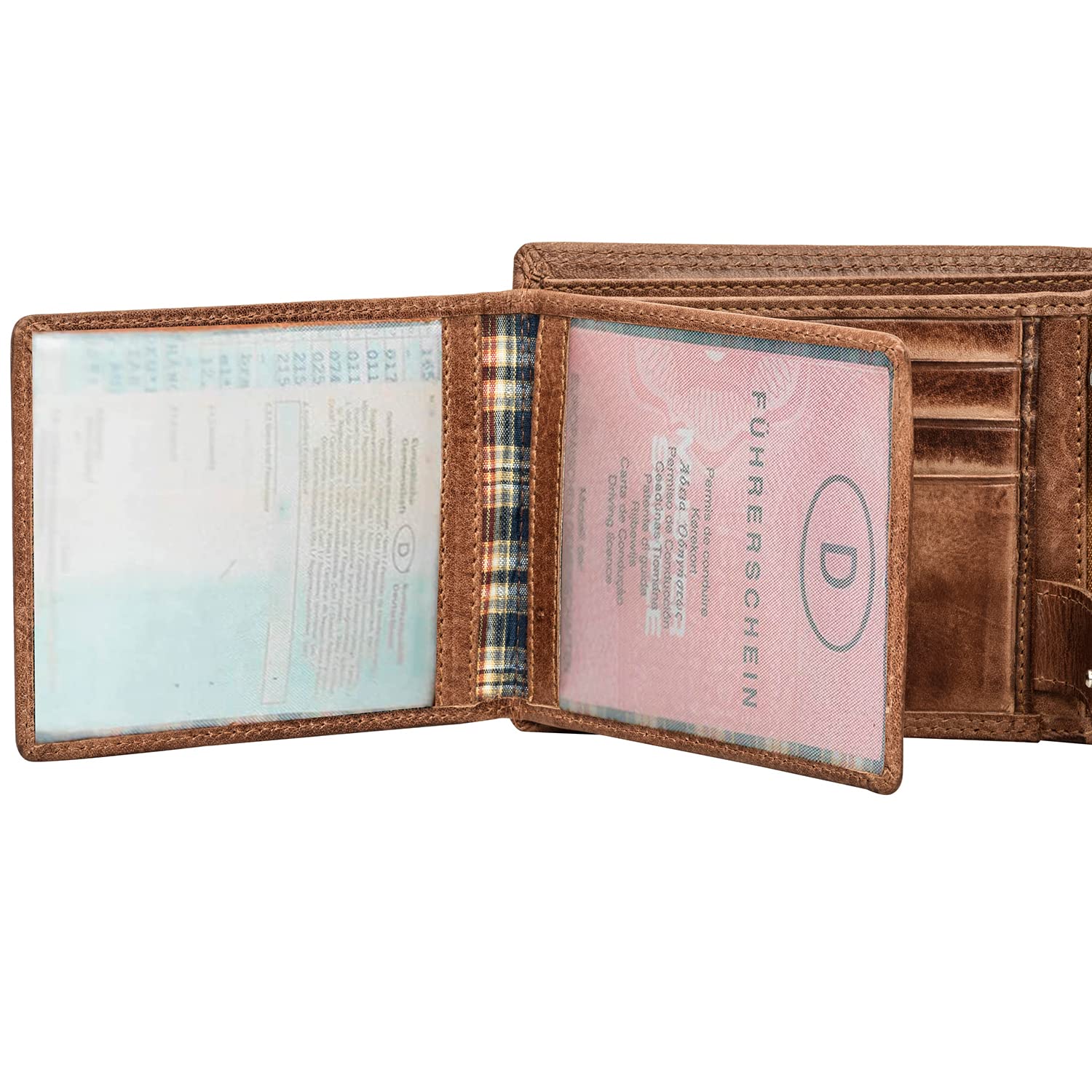 Fa.Volmer ® Portefeuille en Cuir pour Homme avec Protection RFID I Double Couture Extra Stable I 9 Compartiments pour Cartes de crédit I Format Paysage I VO11 RFID Marron