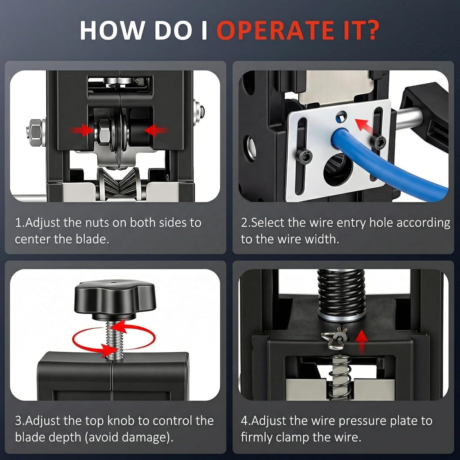 Manual Wire Stripper Machine, Wire Stripper For Drill,0.06''-1'' Automatic Wire Stripper Machine, Drill Powered Hand Crank Stripping Machine (2 blades)