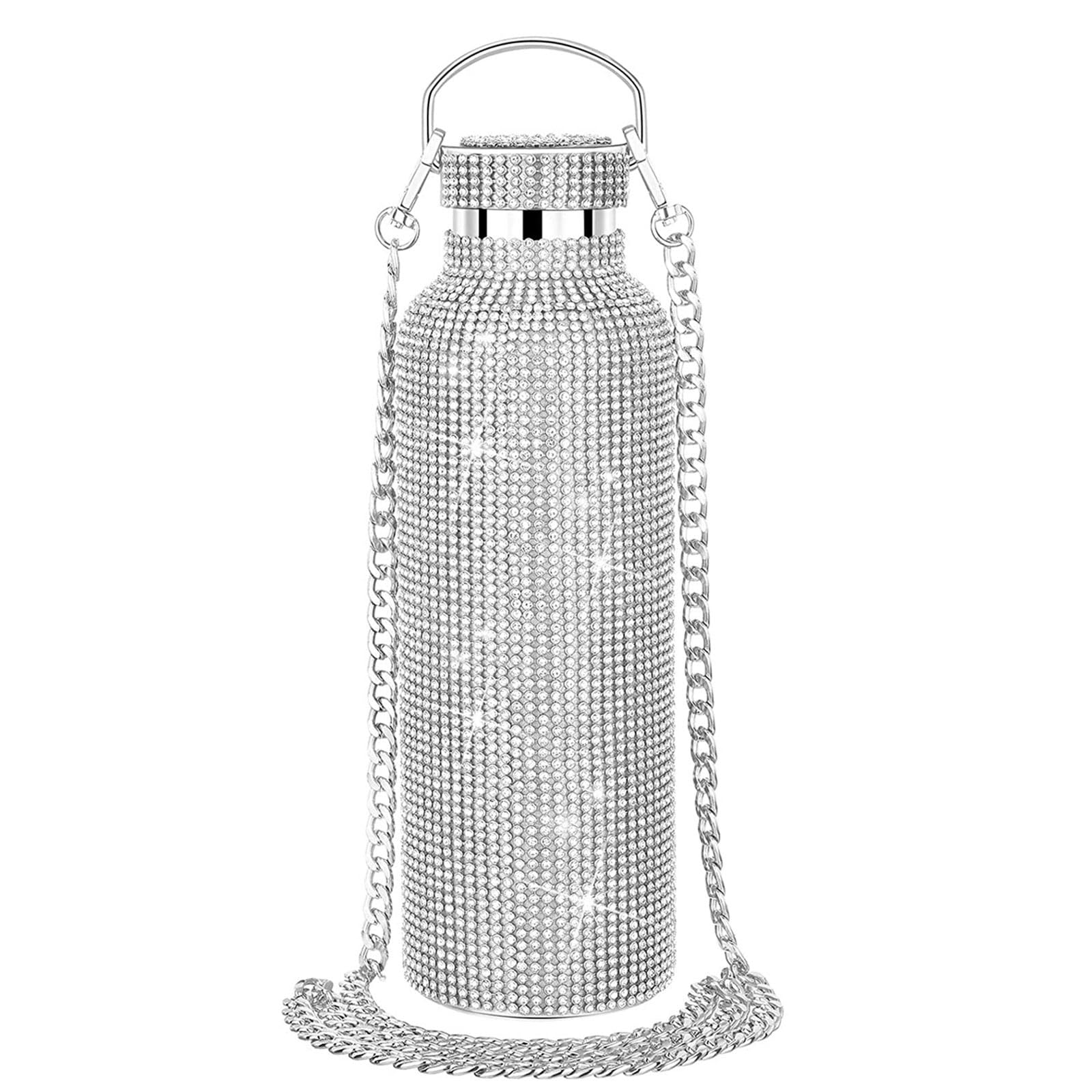 MALSSE Water Rhinestone Vacuum Flask Glitter Bottles StainlessSteel Insulated Water Bottle Gift
