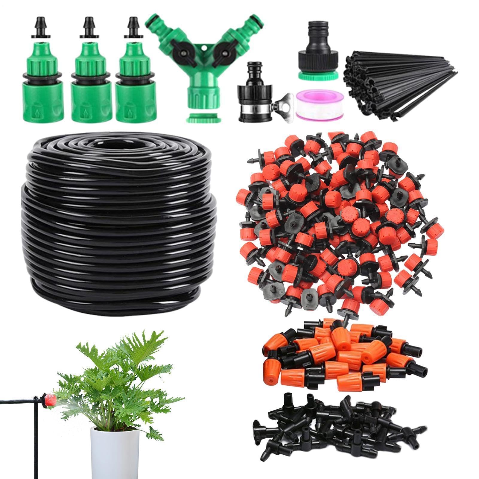 de riego por - Kit de riego automático de 164 pies | Kit de aspersor para plantas de jardín, invernadero vegetal con descuento hidratación, agrícola de césped