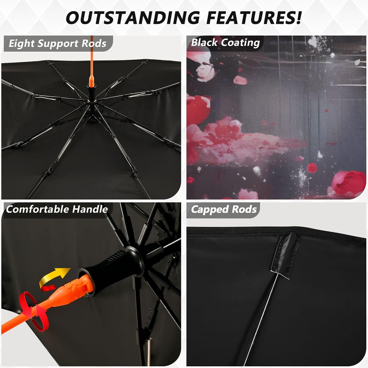 Car Umbrella Sun Shade Cover, Flamingos and Flowers Umbrella Sun Shade for Car Truck Window Front Windshield, Blocks UV Rays Sun Visor Protector Sun Heat Reflector to Keep Your Vehicle Cool